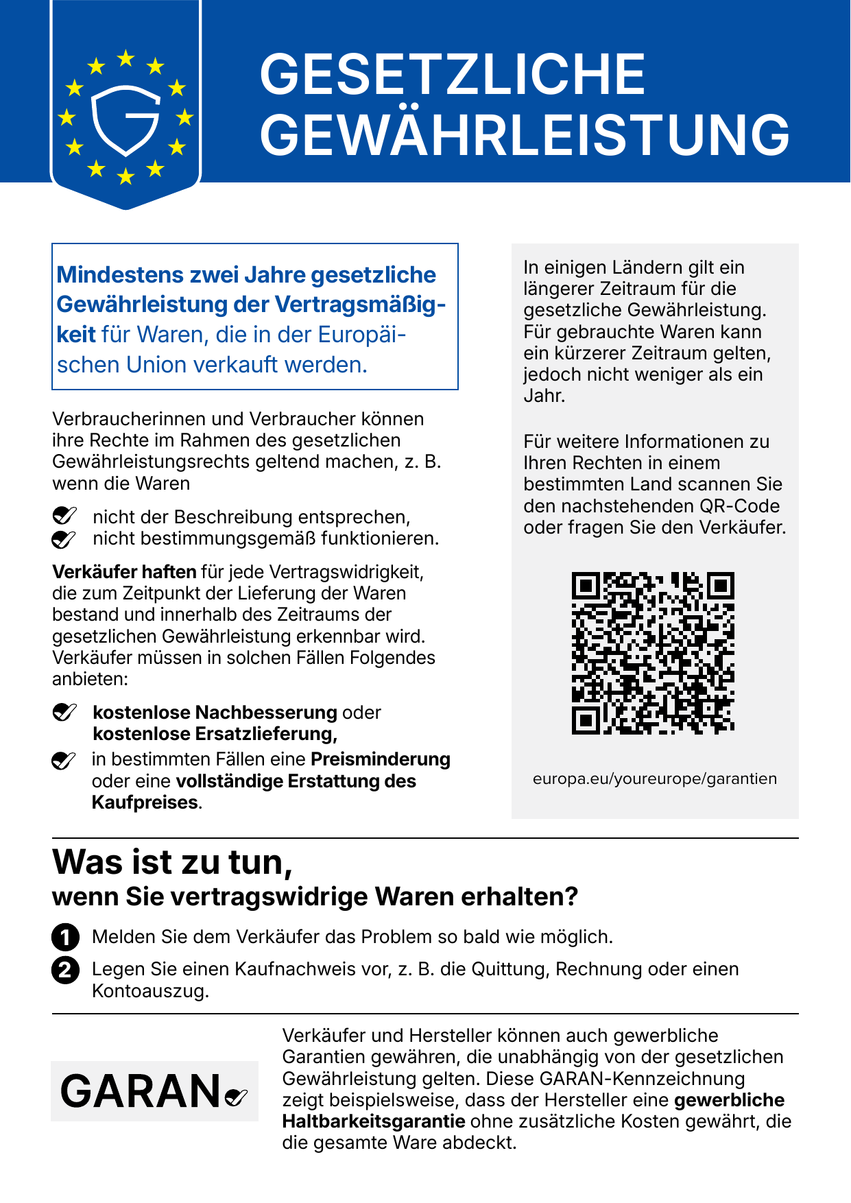 Harmonisierte EU-Mitteilung zur gesetzlichen Gewährleistung